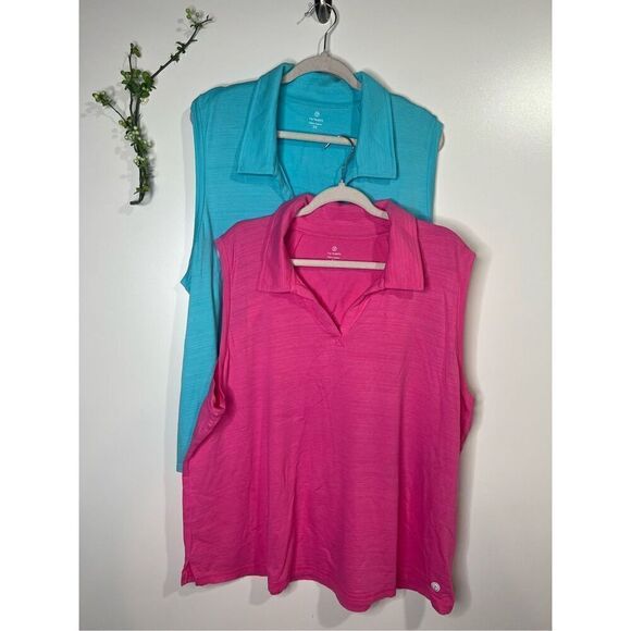 T by Talbots Collared Tank Top Shirts Bundle Plus Blue Pink - Picture 1 of 9